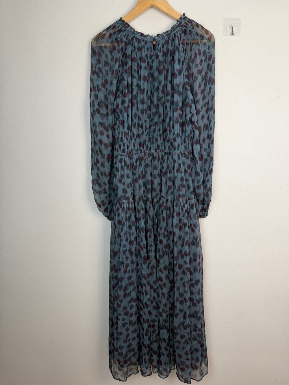 NEW J.Crew Crinkle Chiffon Sheer Long Sleeve Maxi Dress in Cherry Print Medium - Picture 12 of 16